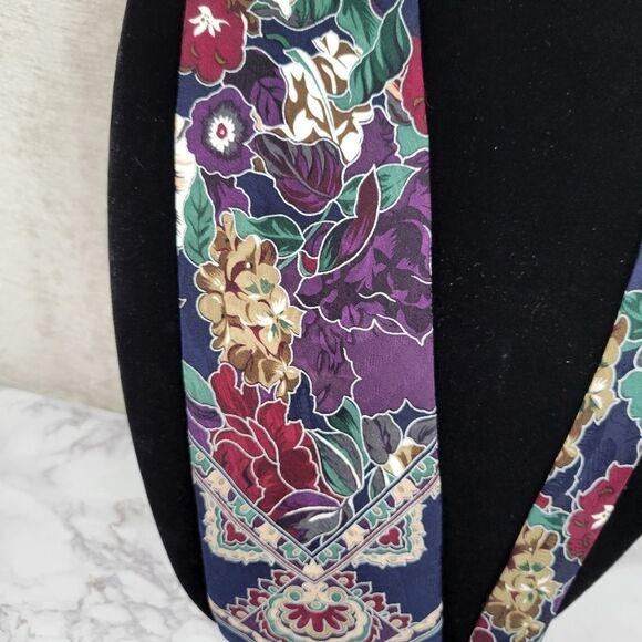 Chez Roffe Vintage Floral Silk Necktie Men's Tie - Picture 4 of 9